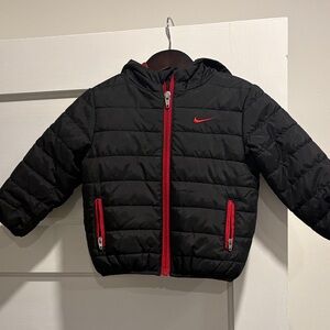 Nike Kids Black and Red Puffer Jacket